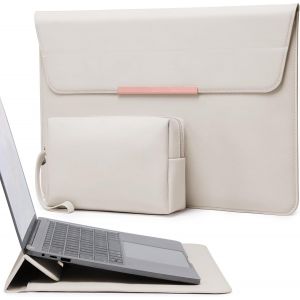 13,3-14 Pouces Housse Ordinateur Portable Avec Stand Pour Macbook Pro 14 M4/M3/M2/M1 Pro/Max 2025-2021, Macbook Air/Pro 13,3, 13,8""/13,5"" Surface Laptop, Hp Envy 13, Beige(Smiley) - Neuf