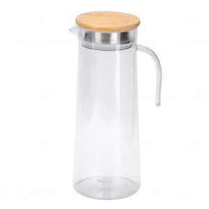 Hjlian Pichet A Jus En Acrylique Transparent De 1,2 L, Pichet D'eau Froide Pour Bar, Usage Domestique, Couvercle En Bambou - Neuf