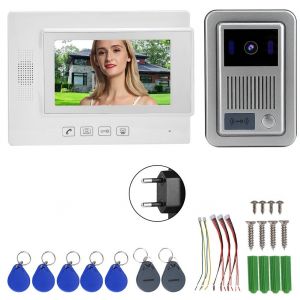 Zhudele 7 pouces Video Camera Interphone Systeme de Porte Carte d'Identite Sonnette 100-240 V (UE) - Neuf