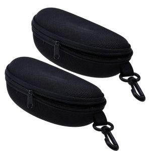 2pcs Fermeture Éclair Lunettes De Soleil Lunettes De Soleil Étui Rigide Boîte De Rangement Support Protecteur Portable - Neuf