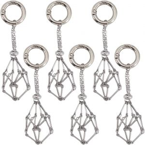 Eryi-1 Boîte De 8 Porte Clés En Cristal Cage Porte Clés En Vrac Acier Inoxydable Argent Porte Pierres Précieuses Vides Anneaux Porte Clés À Ressort Pour La Fabrication De Bijoux Sac À Main Fourni - Neuf
