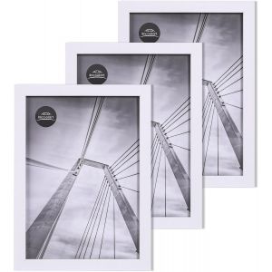 Lot de 3 cadres photo, 20 x 25 cm, en bois naturel, en MDF, avec verre acrylique, pour images 15 x 20 cm avec passe-partout ou 20 x 25 cm, sans passe-partout - Neuf