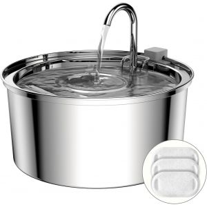 Fontaine &Agrave; Eau Pour Chat 3,2 L Fontaine Pour Chat En Acier Inoxydable, Avec Pompe Silencieuse Et 3 Pi&egrave;ces Filtre &Agrave; Charbon Actif, Convient Aux Chats, Chiens Et Autres Animaux De Compagnie - Neuf