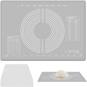 AYUHR-Extra Épais Tapis Patisserie 70 x 50 cm, 4mm Avec Grattoir Tapis Silicone Anti-Adhésif et Antidérapant Tapis à Patisserie Reutilisable Tapis de Pétrissage Avec Mesures, pour Pizza Biscuit Pâte - Neuf