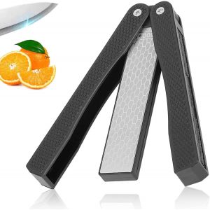 Aiguiseur Couteaux, Affuteur De Couteaux, Diamant Double Face Pierre Aiguiser, Affûteur Diamant Pliable À Double Grain D¿Affûtage Épais/Extrafin 400/600 Grit Pour Cuisine Jardin Outils De Plein Air - Neuf