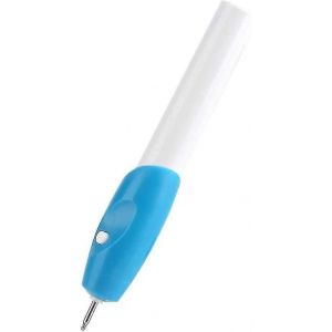 Mini stylo de gravure &eacute;lectrique Stylo de gravure portable Outil de gravure pour verre m&eacute;tal plastique (blanc bleu) (1pcs) - Neuf