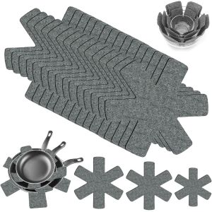 15 Pi&egrave;ces Protege Poele,3 Tailles Protege Casserole et Poele (38/35/26 cm),Protection Poele pour Casseroles et Po&ecirc;les &agrave; Rev&ecirc;tement Antiadh&eacute;sif en Acier Inoxydable,Fonte,C&eacute;ramique (Gris) - Neuf