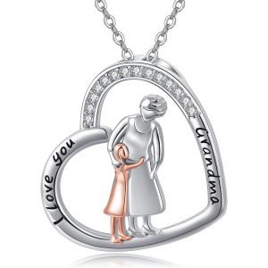 Collier De Grand-M&egrave;re Cadeaux Pour Les Femmes 925 Sterling Silver Love Heart Collier M&egrave;res Saint Valentin Bijoux D'anniversaire Pour Grand-M&egrave;re Et Petite-Fille - Neuf