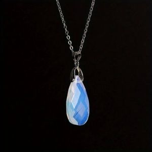 Pendentif Goutte D'eau En Pierre Naturelle Pour Femme, Collier En Cristal Rose, Pendentif Visage Coup&eacute;, Cadeau Bijoux, Alanding Yst--Opal - Neuf