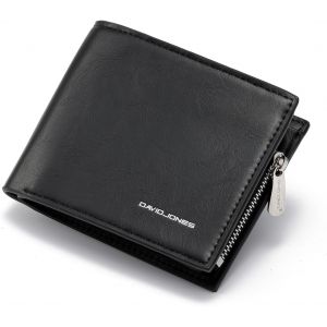 Portefeuille Homme Simili Cuir - Porte-Cartes Porte-Monnaie Cuir Synth&eacute;tique Lisse - Poche &Agrave; Billets Et Pi&egrave;ces - Noir - Neuf