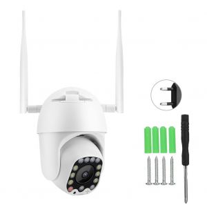 Camera de securite dome exterieure PTZ WiFi 1080p 13 LED 2,5 pouces IP65 CCTV 110-240 V (UE) - Neuf
