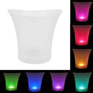 Hjlian Seau A Glace A Champagne Lumineux Et Colore A Led De 5 L Pour Bar, Maison, Hotel - Neuf