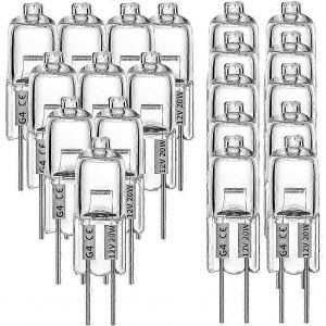 20 Ampoules Halog&egrave;nes G4 Pcs,Ampoules Halog&egrave;nes 20w 12v Ampoule De Lampe Transparente &Agrave; 2 Broches,Pour L'&eacute;clairage De La Cuisini&egrave;re,Signa - Neuf