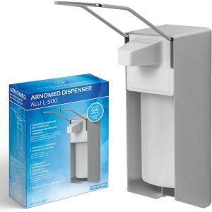 1 Distributeur gel hydroalcoolique en aluminium,distributeur savon automatique 500ml,Levier long-fixation/montage mural,Soap Dispenser,distributeur de savon automatique - Neuf