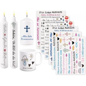Chenquansarl-Lot De 6 Tatouages De Bougies Pour Communion, Baptême, Impression Par Transfert D'eau, Film Coulissant À L'eau, Bougies Décoratives, Bricolage, ?Uvres D'art Faites À La Main, Cadeau De B - Neuf