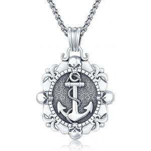 Trahoo-Chaîne Pour Homme En Argent 925 Avec Pendentif Tête De Mort - Collier Punk Gothique Tête De Mort - Bijou Pirate - Rétro Rock - Chaîne Tête De Mort - Cadeau Pour Homme Et Femme - Neuf