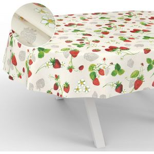 SJZG-Nappe En Toile Cir&eacute;e, Lavable, Pour Table De Jardin, Ext&eacute;rieur Et Int&eacute;rieur, Ovale, Bord Coup&eacute;, Motif Fraises, 180 X 140 Cm - Neuf
