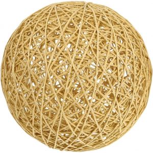 SUBZONAL-Lustres Abat-Jour Tiss&eacute; Abat-Jour Boule Pastorale Abat-Jour De Lustre En Rotin Vintage Couvercle De Lumi&egrave;re Rond Pour Lampe Suspendue Lampe &Agrave; Suspension Salon Chambre &Agrave; Coucher - Neuf