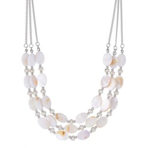 Collier De Perles En Coquillage Pour Femme Collier De Cha&icirc;ne Argent&eacute;e En Couches Boh&egrave;me Bijoux De Mode Pour Femme Cadeau Pour Maman - Neuf