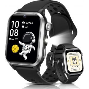 2025 Montre Connectée Enfant, 1,52¿ Smartwatch Avec 170+ Sports, Animaux Électroniques, Fréquence Cardiaque Podomètre, Sommeil, Livre Audio, Cartes Flash, 20 Jeux, Ip68 Cadeau 3-14 Ans, Noir - Neuf