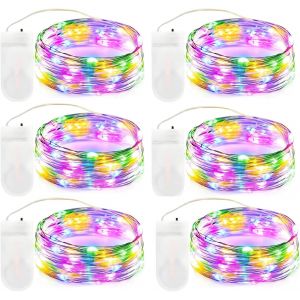 JGD-Lot de 6 guirlandes lumineuses LED &agrave; piles, 30 LED en fil de cuivre, &eacute;tanche, pour chambre &agrave; coucher, mariage, bocaux et bouteilles (multicolore) - Neuf