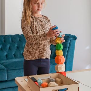 Stacking Stones,Montessori Games 3 Years+,Building Set,Baby Motor Skills Module,Learning to Count and Colour Sorting &iquest; 25 Wooden Balance Blocks - Neuf