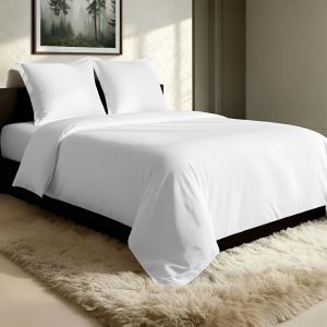 Ulteronixshop-Coton Peign&eacute; Ensemble De Housses De Couette 220x240 Cm 2 Personnes Blanc, 100% Coton Longue Tige 400 Fils Armure Satin, Housse De Couette De Luxe Avec Fermeture &Agrave; Boutons Blanc (240x220 - Neuf