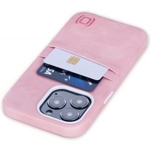 KAL-Étui Portefeuille Pour Iphone 13 Pro Avec Plaque Métallique Intégrée Pour Fixation Magnétique Et 2 Poches Pour Cartes : Cuir Synthétique De Qualité Supérieure (Exec M2 6,1 Pouces Pro, Rose) - Neuf