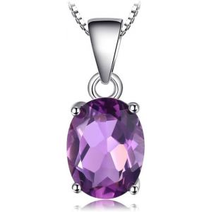 Kal-Magnifique Pendentif Naturelle Améthyste Péridot Grenat Citrine Topaze En Forme Ovale Goutte Une Chaîne Femme, Argent 925/ Plaqué Or Rose/Or Jaune, Ensemble Bijoux Collier Cadeau 45cm - Neuf