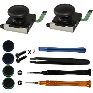 3D Analog Joystick, Spare Parts Joystick Repair Kit Key for Joycon Controller-with Screw Screwdriver Tweezers Tools Lever and Caps - Neuf