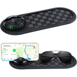 Tapis Antid&eacute;rapant Universel Pour Tableau De Bord De Voiture-Support De T&eacute;l&eacute;phone Rotatif &Agrave; 360&deg; Avec Num&eacute;ro De Stationnement Cach&eacute;,Support &Agrave; Ressort Pour T&eacute;l&eacute;phone,Cl&eacute;s,Lunettes - Neuf