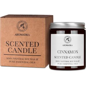 Bougie Parfum&eacute;e Cannelle 150g - Huile Essentielle de Cannelle Pure - Bougie de Cire de Soja - Aromath&eacute;rapie - D&eacute;sodorisant pour la Maison - Id&eacute;e pour Anniversaire - No&euml;l - Neuf
