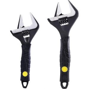2 Pièce Clé Réglable de 165 mm et 215mm, Profondeur de la Mâchoire Large Ouverture, Traité à la Chaleur Acier Chrome Vanadium, Oxyde Noir Fini, Lourds de Plomberie Clé - Neuf