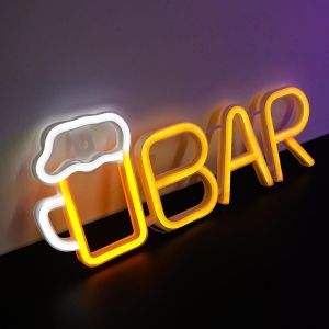 Lumière Néon Led - Panneau Néon À Bière - Lumière Néon De Bar - Veilleuse - 2 Crochets - Alimentation Par Usb Ou Batterie - Lumière Néon Pour Décoration Murale, Chambre D'enfant, Bar, Fête - Neuf