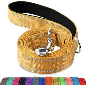 Laisse Double Face R&eacute;fl&eacute;chissante Robuste Pour Chien, Avec Poign&eacute;e Rembour&eacute;e, 1.5m X 2cm, Marron - Neuf