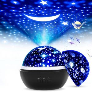 Kalanka-Projecteur Ciel Etoile Enfant, Veilleuse Projecteur Bebe, Veilleuse T&eacute;l&eacute;command&eacute;e Rotative &Agrave; 360, 8 Couleurs, Veilleuse De Chevet Ornement, Id&eacute;al Pour Les Cadeaux De No&euml;l Et D'anniversaire (N - Neuf