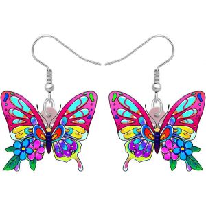 Kal-Boucles D'oreilles Papillon En Acrylique Insectes Pendentif Papillon Cadeaux Pour Femmes Filles Printemps Bijoux Papillon - Neuf