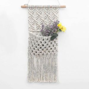 Fleurs en macramé rangement clé organisateur Courrier porte coton tissé suspendu poche Boho décor mural Art,18 « L x 10 » L - Neuf
