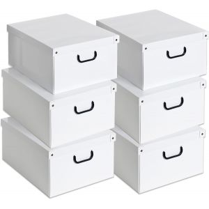 Boite de Rangement avec Couvercle, Organizer en carton, pour Vetement, Meuble de Rangement Chambre, Bureau, Organisateur Tiroir, Boite Cadeau, Blanc, 25x35x17,5 cm - Neuf