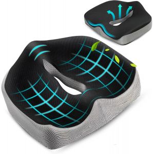 Coussin Ergonomique Pour Chaise De Bureau,Coussin De Si&egrave;ge En Mousse &Agrave; M&eacute;moire,Soulage La Pression Sur Les Hanches,Le Coccyx,La Sciatique,Les H&eacute;morro&iuml;des,Le Fauteuil Roulant,Anti-Escarres - Neuf