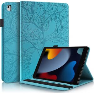 LORANKA-Coque iPad 10,2 Pouces (Mod&egrave;le 2021/2020/2019, 9&egrave;me/8&egrave;me/7&egrave;me G&eacute;n&eacute;ration),PU Cuir Cover Tablette Housse de Protection,Porte-Crayons Portefeuille Tablet &Eacute;tui iPad 9/8/7 (10,2 Pouces),Bleu - Neuf