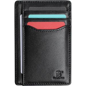TRAHOO-Porte Cartes RFID Blocage pour Homme - Portefeuille Minimaliste L&eacute;ger avec Sachet en Velours, Porte-Cartes de Cr&eacute;dit Anti-Piratage, Cadeau de f&ecirc;te pour Homme (Noir) - Neuf