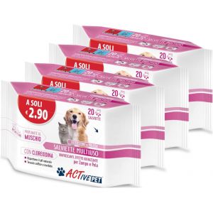 Jgd-Active Pet Lingettes Multi-Usages Avec Chlorhexidine Pour Le Nettoyage Et Le Nettoyage Des Poils De Chiens Et Chats, Parfum&eacute;es &Agrave; La Mousse &iquest; 1 Paquet Quadripack De 80 Salivettes - Neuf