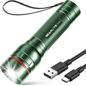 Eryi-Lampe De Poche Led Rechargeable, 2000 Lumens, Lampe De Poche Pour Enfant, Avec 3 Modes, Zoom Avec Longue Durée, Étanche Ip65, Pour Camping, Pêche, Urgence, Plein Air, Vert - Neuf