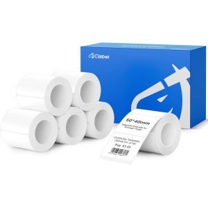 6 Rouleaux d'Étiquettes Autocollantes Blanches 50x40mm 180 Étiquettes par Rouleau (1,97""x1,57"") pour Imprimantes Idéales pour Étiquetage au Bureau,à l'École et à Domicile - Neuf