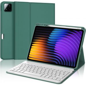 Clavier Pour Xiaomi Pad 7/7 Pro 2024 11.2"", &Eacute;tui Clavier Pour Xiaomi Pad 7 Magn&eacute;tique Amovible Bluetooth Fran&ccedil;ais Azerty Layout, Vert Fonc&eacute; - Neuf