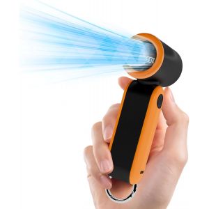 KALANKA-Mini Ventilateur Portable, 17400RPM Ventilateur Poche avec Crochet, 3000mAh Rechargeable Turbo Ventilateur avec 5 Vitesses pour Commutaison/Marche/Shopping/Voyage/École - Noir & Orange - Neuf
