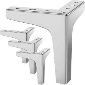 Lot De 4 Pieds De Table Triangulaires En Métal - Argent 10cm, Capacité De Charge Jusqu'à 800kg, Pieds De Table Triangulaires Modernes En Métal Pour Armoires, Canapés, Broches Pour Meubles Avec 20 Vis - Neuf