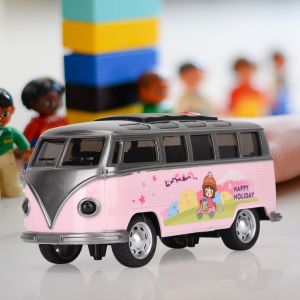 Mini-jouets, modele de bus a inertie, jouet avec son et lumiere, cadeau pour enfants (rose) - Neuf