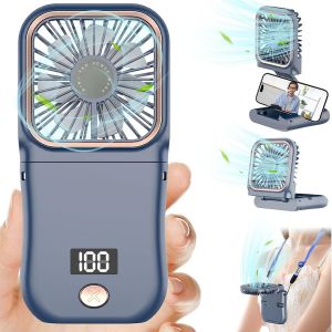 Pliable à la Main de Ventilateur, Ventilateur Portatif pour le Voyage, 4000mAh Batterie Rechargeable de Poche Ventilateur à 3 Vitesses, sans Fil Personnels, Ventilateur, Petit Vent - Neuf
